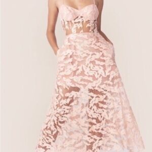Allen Schwartz Sheer Lace Midi Dress in Light Pink